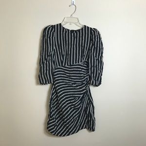 Zara basic collection stripe ruched side dress